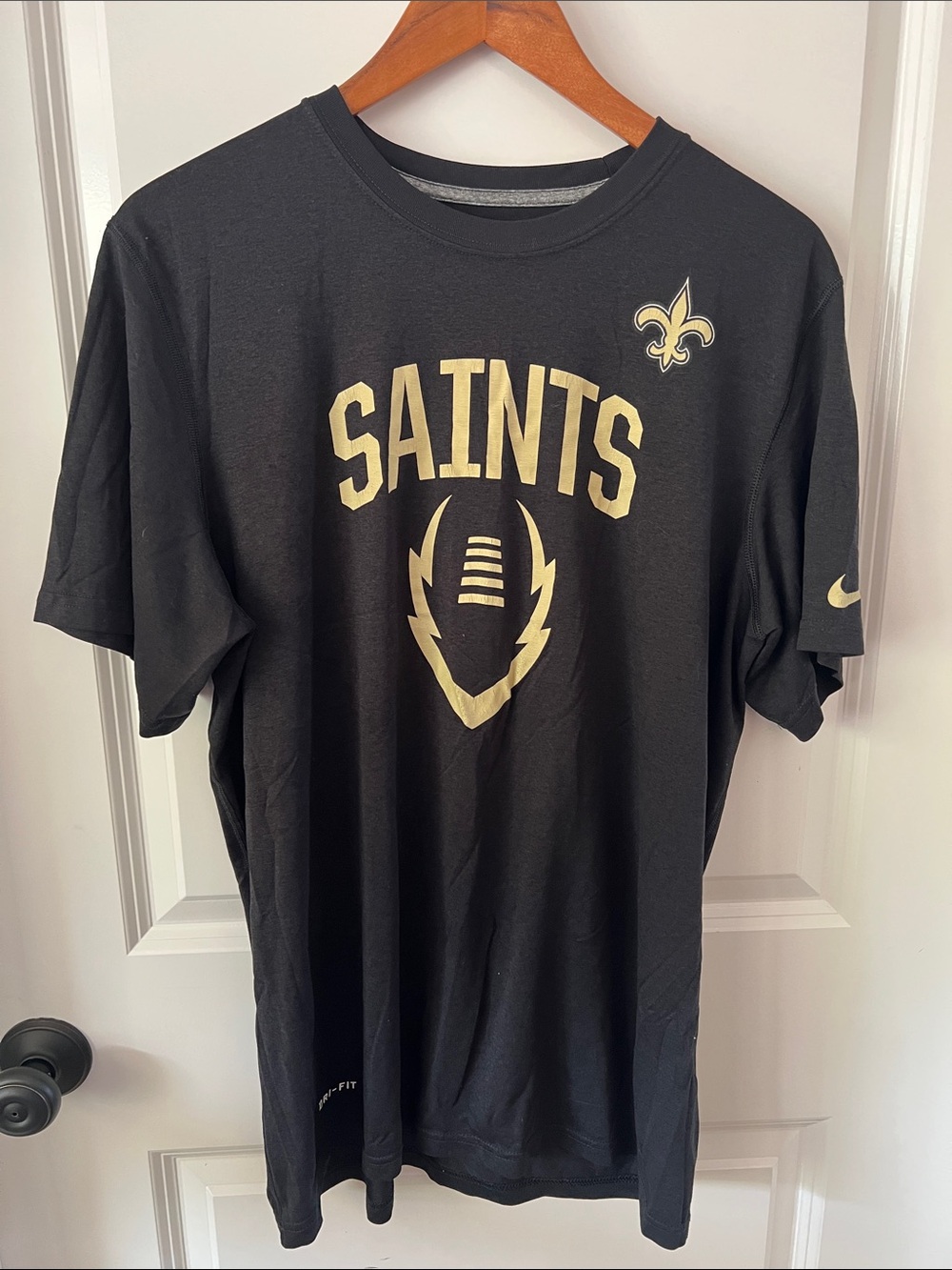 Nike Black & Gold Saints Logo Tee